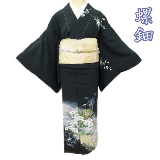 阿茶様専用 純金箔 金彩螺鈿作家 藤本隆士 正絹 黒留袖 五つ紋付 比翼仕立て 阿茶様専用 純金箔 金彩螺鈿作家 藤本隆士 正絹 黒留袖 五つ紋付 比翼仕立て