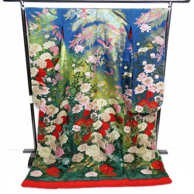 《FINAL PRICE》 打掛 鳥と花 箔糸 逸品 豪華 花嫁衣装 衣裳 正絹 婚礼 花嫁 結婚式 神社 和装婚 A825-1 [ 正絹 アウトレット レンタルアップ コスプレ 仮装 送料無料 きもの北條]