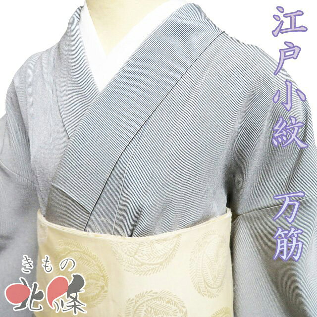 Rakuten - 【 中古 】 小紋 江戸小紋 リサイクル着物 正絹 袷 セミフォーマル 紋付 作家物 落款 万筋 紺色 薄灰色 身丈158cm 裄66cm M A1331-2 [和服 お茶会 観劇 お食事 街歩き きもの kimono 送料無料 きもの北條]