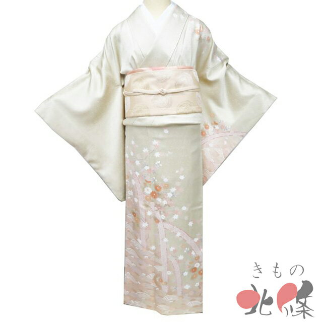 Rakuten - 【 中古 】 訪問着 リサイクル着物 正絹 袷 フォーマル 花の図 波文 地模様 蒸栗色 多色 金 身丈167cm 裄68cm L トール A1342-2 [入学式 卒業式 お宮参り 結婚式 お茶会 お茶席 茶道 利休忌 和服 送料無料 きもの北條]