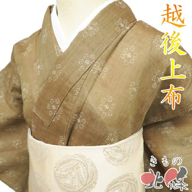 Rakuten - 【 中古 】 特選 夏物 夏着物 越後上布 リサイクル着物 苧麻 カジュアル 花風絣模様 朽葉色 身丈151cm 裄62cm S A1347-2 [和服 上布 茶席 観劇 お食事 普段着 涼感 盛夏 送料無料 きもの北條]