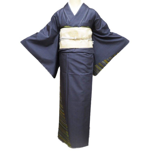 Rakuten - 【 中古 】 紬 リサイクル着物 正絹 袷 セミフォーマル 鼠色 多色 身丈161cm 裄65cm M A1122-3 [式典 パーティー お食事 普段使い kimono アウトレット 送料無料 きもの北條]