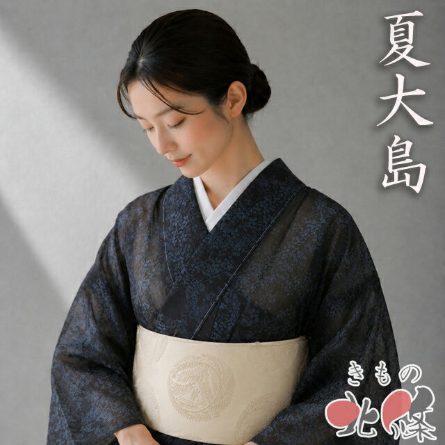 【三花】美品　洗える着物　トールサイズ　単衣　夏大島調　紺　リサイクル　リユース 楽天市場】夏大島 リサイクルの通販