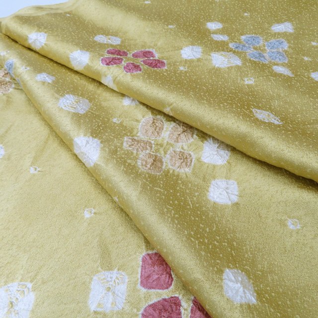 反物 着物 着尺 小紋 未仕立て 新古品 正絹 カジュアル 花模様 絞り染め A1262-4 [和服 反物 未仕立て 美品 アウトレット 買取 送料無料 きもの北條]