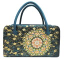 【 新品 】 和装バッグ 和装小物 花鳥模様 華文 箔糸 孔雀緑色 多色 金銀 A1165-5 [利休バッグ 着物バッグ 和装ハンドバッグ 和装用小物入れ 送料...