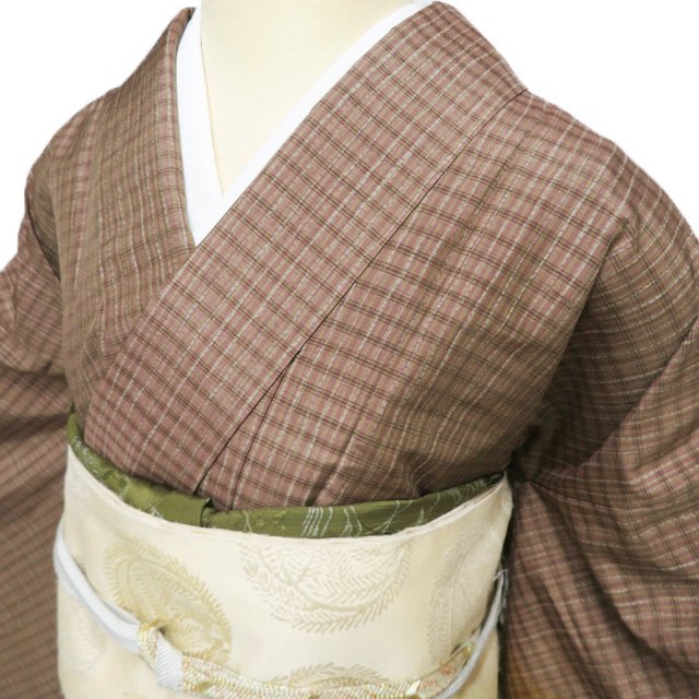 【 中古 】 大島紬 染大島 リサイクル着物 正絹 袷 セミフォーマル 茶系色 多色 身丈162.5cm 裄66.5cm M A1265-5 [お茶会 お茶席 茶道 観劇 お食事会 お出かけ 普段着 着付け教室 送料無料 きもの北條]