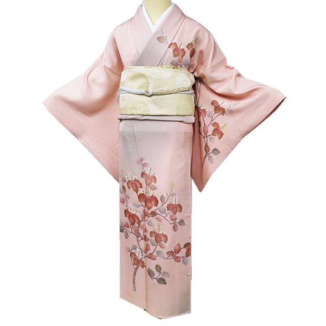 Rakuten - 【 中古 】 訪問着 リサイクル着物 正絹 袷 フォーマル 作家物 落款 花の図 ぼかし染め 朱鷺色 多色 金 身丈158cm 裄66cm M A972-7 [ 和服 入学式 卒業式 お茶会 結婚式 お宮参り アウトレット 送料無料 きもの北條]