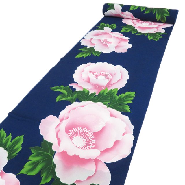 夏物 反物 小紋 浴衣 着物 未仕立て 新古品 ポリエステル セオアルファ カジュアル 花模様 濃藍色 多色 A1173-7 [ゆかた 洗える コスプレ 祭り ...