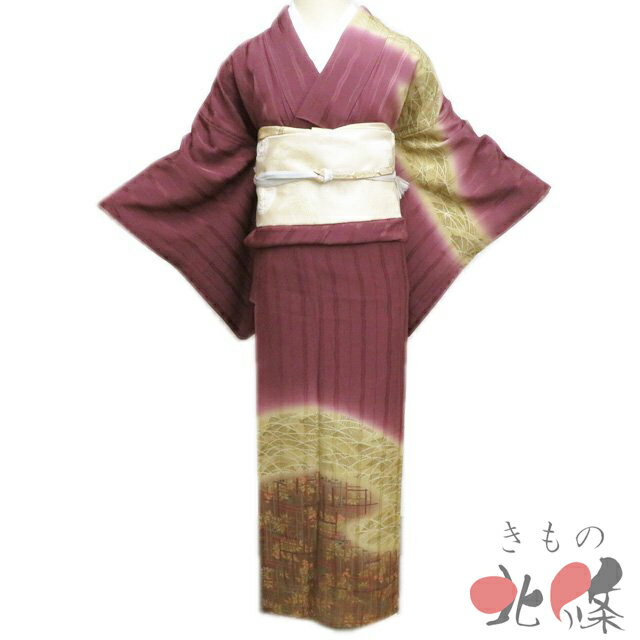 Rakuten - 【 中古 】 訪問着 リサイクル着物 正絹 袷 フォーマル 植物文様 芒 芝草 雀色 多色 身丈159.5cm 裄62cm M A1306-7 [入学式 卒業式 お宮参り 結婚式 お茶会 お茶席 茶道 利休忌 和服 送料無料 きもの北條]
