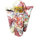 【 中古 】 振袖 襦袢 袋帯 3点 セット リサイクル着物 正絹 花模様 絞り 地模様 乳白色 多色 金 身丈171.5cm 裄67cm L トール A109...