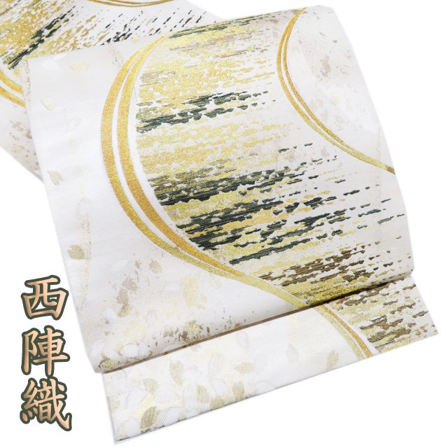 Rakuten - 【 未使用 】 袋帯 正絹 フォーマル 仕立て上がり 六通 西陣織 真珠箔 流水桜吹寄文 反端付き 灰白色 多色 金 A1108-8 [結婚式 お宮参り お茶会 お茶席 茶道 七五三 式典 kimono 送料無料 きもの北條]