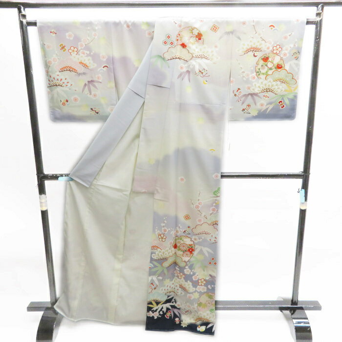 【 未使用 】 訪問着 着物 japan style ジャパン・スタイル 未着用着物 フォーマル 松竹梅に宝物 ポリエステル 多色 丈164cm 裄68cm Lサイズ A622-9 [ ポリエステル 袷 新古品 着物 送料無料 きもの北條]