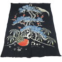 藍染 筒描き 筒書き つつがき 鶴 亀 松竹梅 古裂 時代布 襤褸 古布 アンティーク リメイク A1113-9 [ 藍染 暖簾 のれん ヴィンテージ 時代物 ...