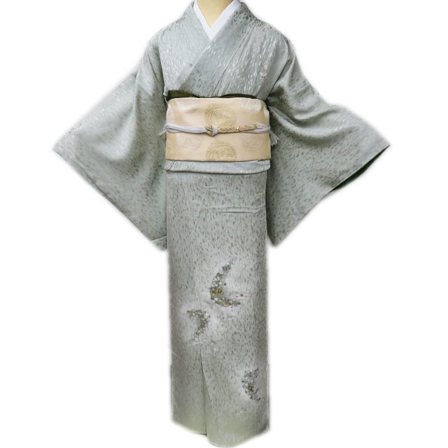 Rakuten - ＼ FINAL PRICE ／ 【 中古 】 特選 付下げ 付け下げ 訪問着 リサイクル着物 袷 金駒刺繍 桜 宝物 地模様 裏柳色 身丈168.5cm 裄68cm L トール ワイド A953-9 [ 和服 入学式 卒業式 母 お宮参り 入卒式 きもの 送料無料 きもの北條]