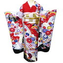 【 中古 】 特選 振袖 リサイクル着物 正絹 花模様 菊 牡丹 桜 波に鴛鴦 白色 赤色 黒色 多色 身丈166cm 裄66cm L トール A1136-9 ...