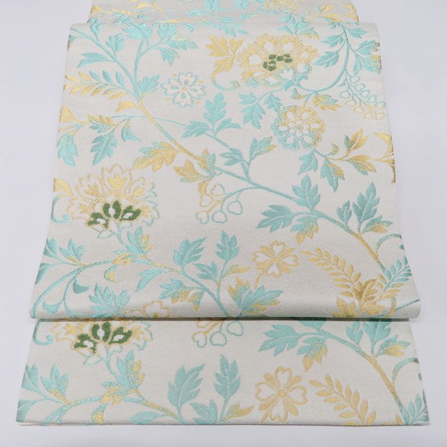 【 中古 】 袋帯 リサイクル 正絹 フォーマル 仕立て上がり 六通 ビロード 花模様 箔糸 A1235-9 [結婚式 お宮参り 七五三 式典 お茶会 お茶席 茶道 利休忌 送料無料 きもの北條]