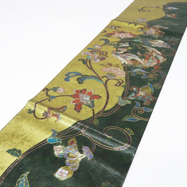 【 中古 】 袋帯 リサイクル 正絹 フォーマル 仕立て上がり 螺鈿箔 花鳥模様 花喰い鳥 引箔 A1250-10 [結婚式 お宮参り 七五三 式典 お茶会 お茶席 茶道 利休忌 送料無料 きもの北條]