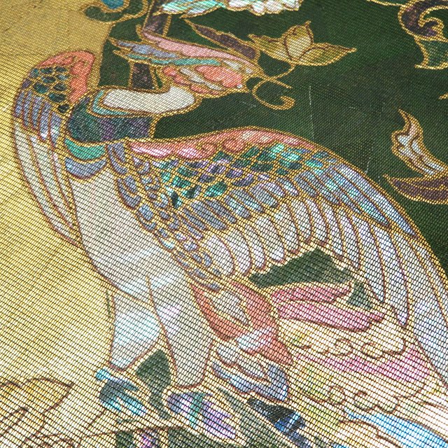 【 中古 】 袋帯 リサイクル 正絹 フォーマル 仕立て上がり 螺鈿箔 花鳥模様 花喰い鳥 引箔 A1250-10 [結婚式 お宮参り 七五三 式典 お茶会 お茶席 茶道 利休忌 送料無料 きもの北條]