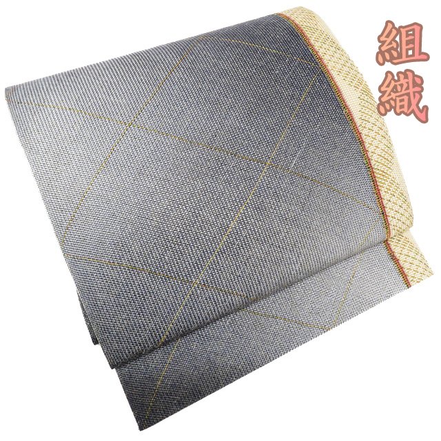 【 中古 】 名古屋帯 なごや帯 リサイクル 正絹 カジュアル 全通 組織 組帯 金通し 鼠色 多色 金 A976-11 [ 和服 お茶会 お茶席 茶道 着物 帯 きもの kimono アウトレット 送料無料 きもの北條]