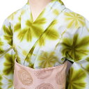 【 未使用 】 夏物 浴衣 着物 木綿 カジュアル 板締め絞り 鶯色 多色 身丈162cm 裄66cm M A1035-12 [ ゆかた 洗える コスプレ 木綿...