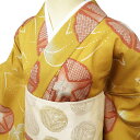 【 中古 】 夏物 浴衣 小紋 リサイクル着物 ポリエステル カジュアル 花模様 朝顔 山吹茶色 茶色 身丈165cm 裄68cm L トール A1040-12...