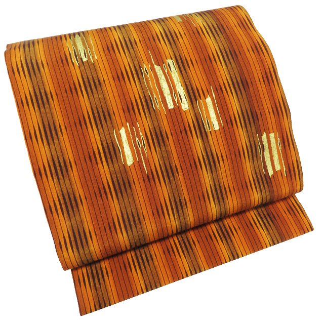 ＼ FINAL PRICE ／ 【 中古 】 名古屋帯 なごや帯 リサイクル 正絹 カジュアル 仕立て上がり 暈し 茶系色 金 A955-13 [ 和服 お茶会 お茶席 茶道 着物 帯 きもの kimono アウトレット 送料無料 きもの北條]