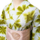 【 未使用 】 夏物 浴衣 着物 木綿 カジュアル 板締め絞り 鶯色 多色 身丈162cm 裄66cm M A1035-14 [ ゆかた 洗える コスプレ 木綿...