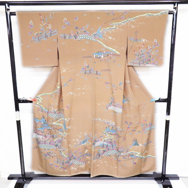 ＼ FINAL PRICE ／ 【 中古 】 特選 訪問着 リサイクル着物 正絹 袷 フォーマル 村田雪司 加賀友禅 水辺の風景 淡香色 多色 身丈154cm 裄63cm S A944-14 [ 和服 入学式 卒業式 お茶会 結婚式 お宮参り アウトレット 送料無料 きもの北條]