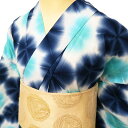 【 未使用 】 夏物 浴衣 着物 木綿 カジュアル 板締め絞り 青系色 多色 身丈161cm 裄67cm M A1035-15 [ ゆかた 洗える コスプレ 木...