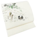 【 中古 】 夏物 夏帯 名古屋帯 なごや帯 リサイクル 正絹 カジュアル 仕立て上がり 落款 手描き 蟹の図 白色 多色 A1259-15 [夏帯 夏名古屋帯...