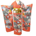 【 中古 】 振袖 襦袢 2点 セット 花模様 縮緬 リサイクル 着物 正絹 成人式 結婚式 紅型 トール 丈165cm 裄68.5cm Lサイズ A794-1...