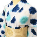 【 未使用 】 夏物 浴衣 着物 木綿 カジュアル 板締め絞り 青系色 多色 身丈161.5cm 裄66.5cm M A1035-16 [ ゆかた 洗える コス...