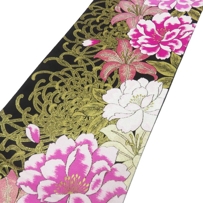 楽天特選リサイクル着物　きもの北條＼ FINAL PRICE ／ 【 中古 】 振袖用 袋帯 花模様 百合 牡丹 菊 リサイクル 着物 成人式 結婚式 結納 パーティー A750-19 [ 正絹 アウトレット レンタルアップ 振袖 袋帯 中古 販売 セール バーゲン 送料無料 きもの北條]