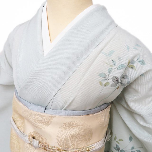 【 中古 】 夏物 夏着物 付下げ 付け下げ 訪問着 リサイクル着物 正絹 植物文様 白鷺 白緑色 多色 身丈157cm 裄67cm M A1255-19 [夏きもの 涼感 お茶会 お茶席 茶道 お宮参り 結婚式 和服 送料無料 きもの北條]