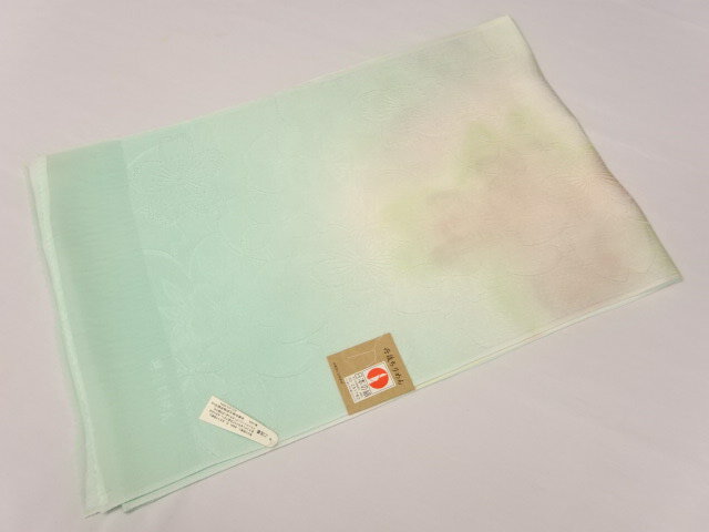 丹後ちりめん 縮緬 No.3-10 はんなり緑青色系 帯揚げ おびあげ ブルー グリーン 絹100％ 綸子 りんず 地織り 模様ぼかし染め 雪輪 地織り 染め分け 暈し染め きもの 着物 訪問着 附下 色無地 小紋 紬 フォーマル セミフォーマル カジュアルのサムネイル