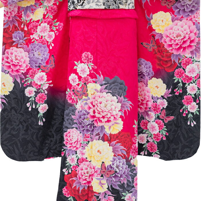 【レンタル】【MERCRYDUO】『牡丹と蝶』izumo-f9804成人式 振袖フルセット レンタル 成人式式典 お正月 結婚式 結納お祝い出席 (身長153cm〜163cm位) (1月・12月)　往復送料無料　最長30日間長期レンタル可能