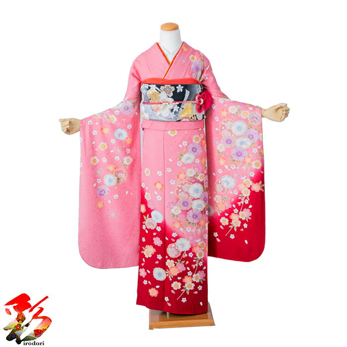 【レンタル】『ピンク地に桜』izm_i_f9216成人式 振袖フルセット レンタル 成人式式典 お正月 結婚式 結納お祝い出席 (身長155～164cm位) (1月・12月)　往復送料無料　最長30日間長期レンタル可能