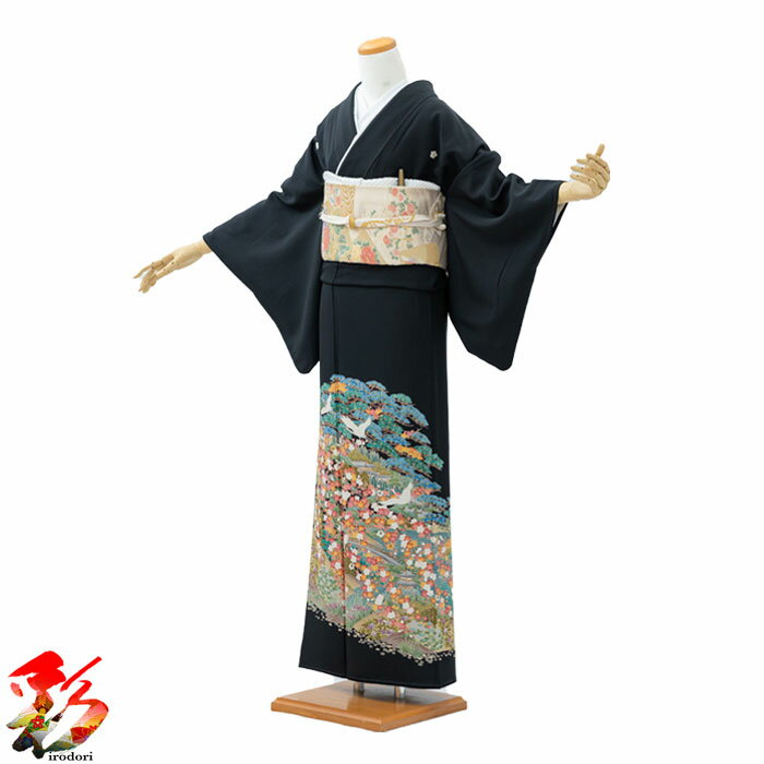 【レンタル】【黒留袖】 『枝垂桜に飛鶴』izumo-t6751 正絹 結婚式 貸衣装 黒留袖レンタル 着物 母親 着物レンタル フルセット 留袖レンタル レンタル衣装 女性 【往復送料無料】【新品足袋プレゼント】