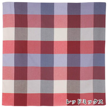 【ゆうパケット対応】MUSUBI+ 100 チェック 帯付 風呂敷 レッドミックス グリーンミックス ネイビーミックス むす美 かわいい おしゃれ 綿100% 約98cm カラフル ふろしき ランチョンマット テーブルクロス 日本製