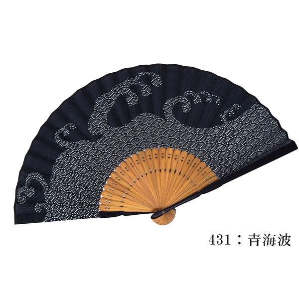 扇子 印伝調小紋 メンズ 22cm 布扇子 青海波 蜻蛉 瓢箪 茶 グレー トンボ ひょうたん 黒 紺 高級 綿100％ プレゼント ギフト 贈り物 せんす 父の日 男性用 男物 メンズ 紳士用 竹 22cm おしゃれ 無料ラッピング 松寿庵