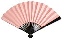 【訳あり】 紙扇子(箱入り) 19,5cm 黒塗り(扇面/ピンク あられ桜) 【末広】
