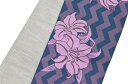 両面半巾帯 紺・赤紫×銀鼠 百合(ゆり) 【小袋帯】【浴衣帯】【半幅帯】【細帯】【日本製】【女性】【レディース】