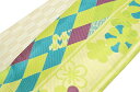 両面半巾帯 グリーン(花と菱型)×ベージュ(矢羽根) 【小袋帯】【浴衣帯】【半幅帯】【細帯】【レディース】【日本製】