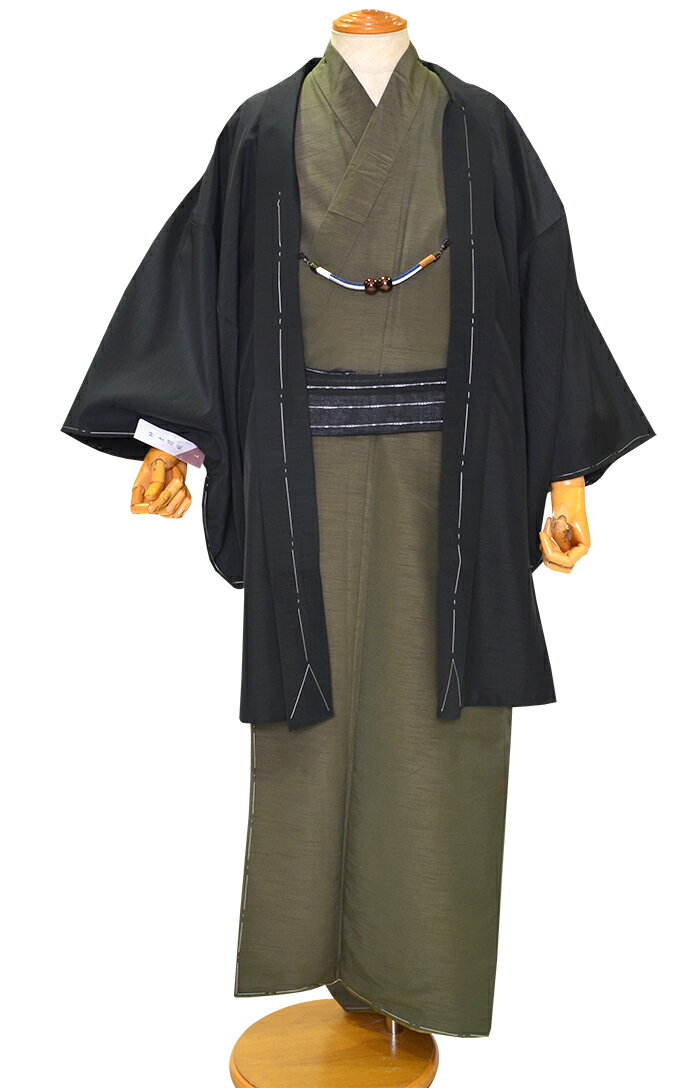 男物 洗える羽織 黒 無地 Lサイズ(身長170cm前後) 【メンズ】【和装コート】