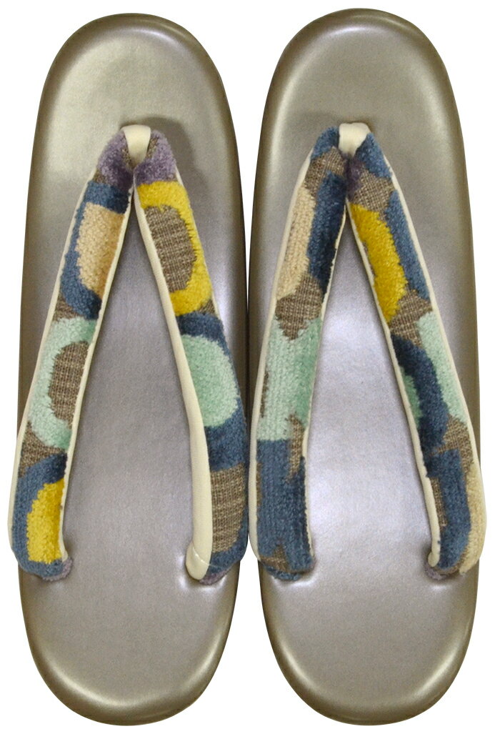 草履　ブラウン×青・黄（鼻緒）　F