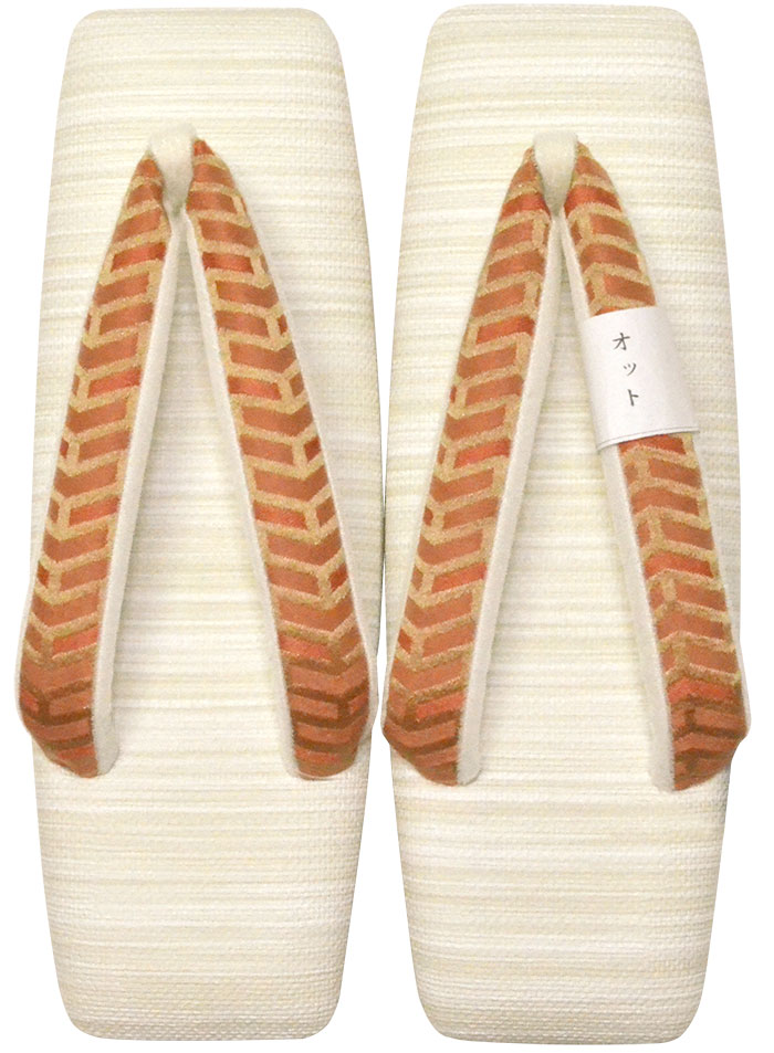 スクエア草履　オフホワイト×橙色