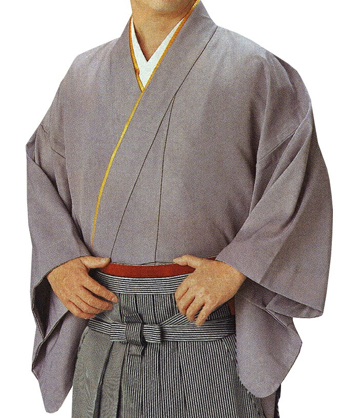 男物 袴下着物(伊達衿付き) グレー M・Lサイズ 【メンズ】【納期約2週間】【送料無料】