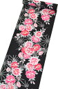女性用　浴衣反物　黒×ピンク　桜と麻の葉　【日本製】【生地】【和裁】【レディース】