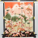 逸品 振袖7点セット どんす 京友禅 松竹梅 金駒刺繍 正絹 袋帯 三越製 能衣唐織 墨色 撫子 秋草 桜文 正絹 長襦袢 刺繍半衿付き 小物全て正絹・新品 総...