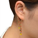 ハンドメイド イヤーフック 新品 大人可愛い! ゴールド スワロフスキー クリスタル ビーズ Swarovski イエロー オレンジ 揺れるイヤーフック イヤーカフ 洋服にも和服にも 手作り ドレス 着物 送料無料 メール便 (12-00-58)